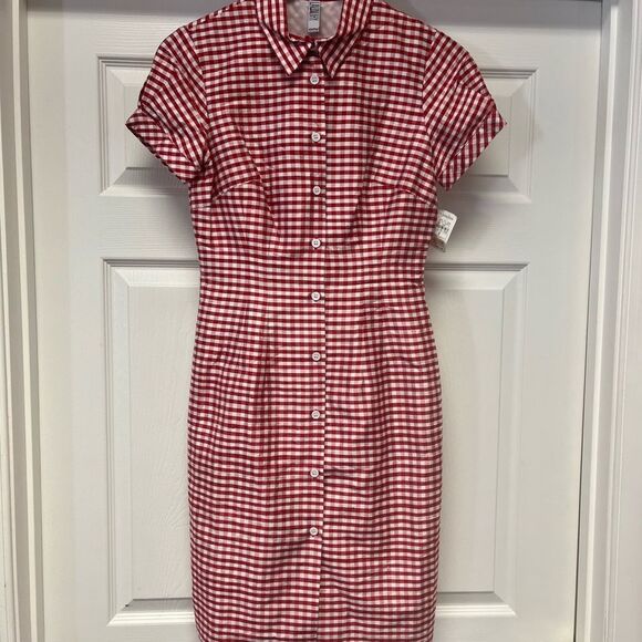 Laundry By Shelli Segal Dresses & Skirts - Vintage Laundry Red & White Silk Gingham Fitted Dress sz 8 NWT